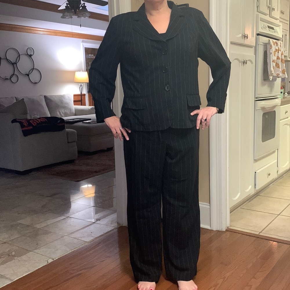 Lane Bryant Black Pinstripe Suit Size 16-18